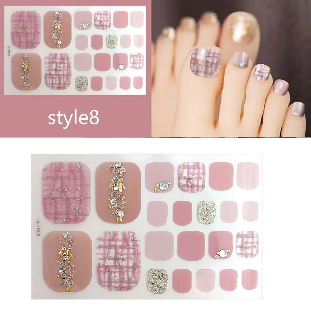 Beauty & Health False Nails Stripe Self-adhesive Waterproof Foot Decorations Manicure Decals Fresh Style Toe Nail Stickers