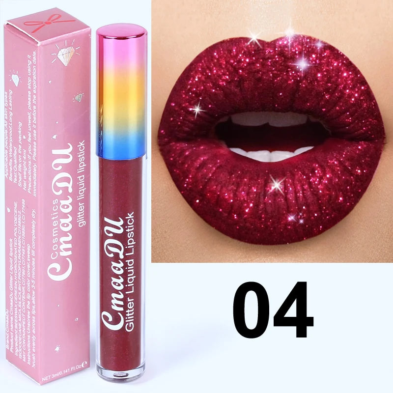 Pearlescent Shimmer Lip Gloss Lipstick Glitter Plumping Waterproof High Shine Lightweight Coral Metallic Y2K Daily Party Makeup