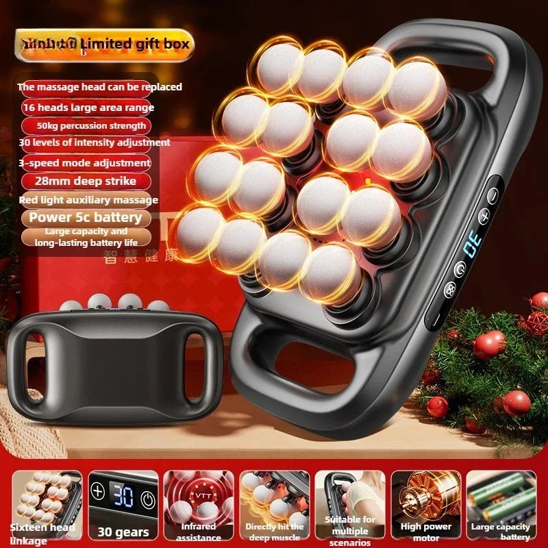 Brand high-end 16-head fascia gun multi-head massager, waist and back muscles deep relaxation 16-head massager