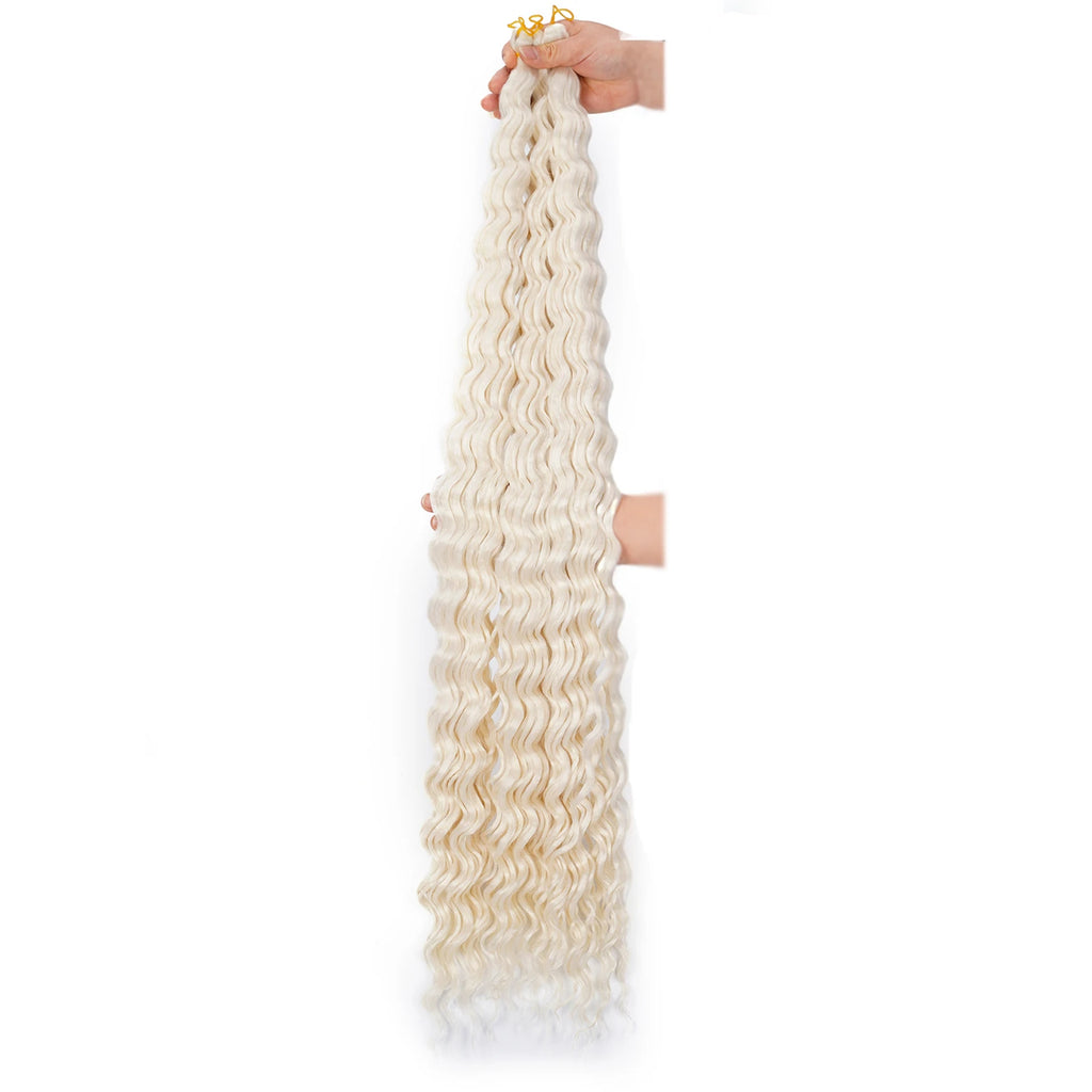 32 Inch Synthetic Pre Stretched Deep Wave Crochet Hair Yaki Ombre Braiding Hair High Temperature Fiber Extensions for Women