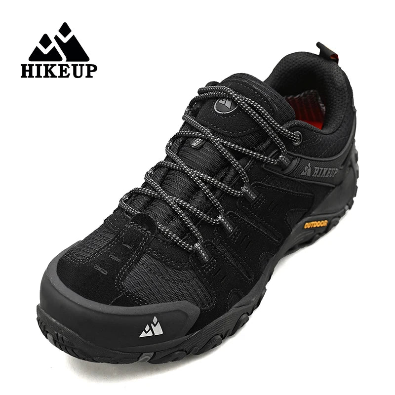 HIKEUP Men's Hiking Shoes Suede Leather Outdoor Shoes Wear-resistant Men Trekking Walking Hunting Tactical Sneakers