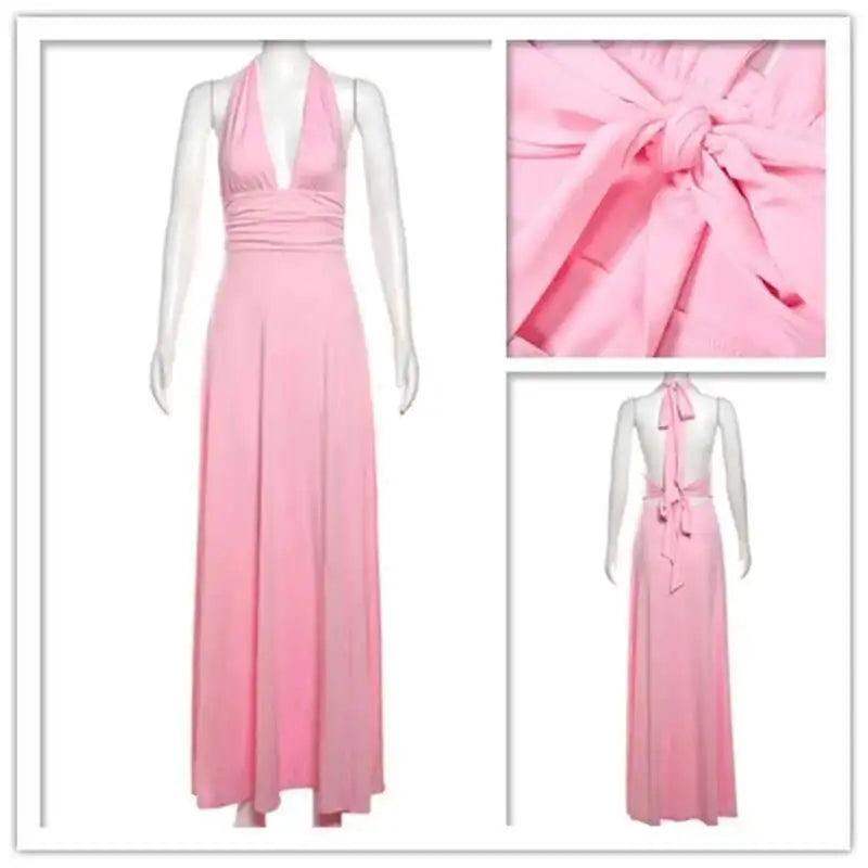 Avrilyaan Deep V Halter High Split Sexy Dress Women 2024 Elegant Evening Maxi Long Dress Backless Bodycon Summer Dress Vestido