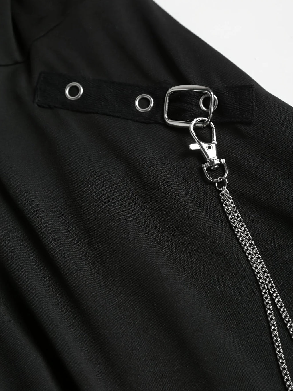 European and American Fashion Plus Size Chain Gothic Trial Dress with Long Sleeve Short-Sleeved Hooded Top Set