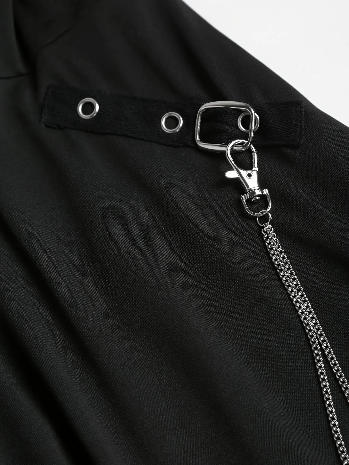 European and American Fashion Plus Size Chain Gothic Trial Dress with Long Sleeve Short-Sleeved Hooded Top Set