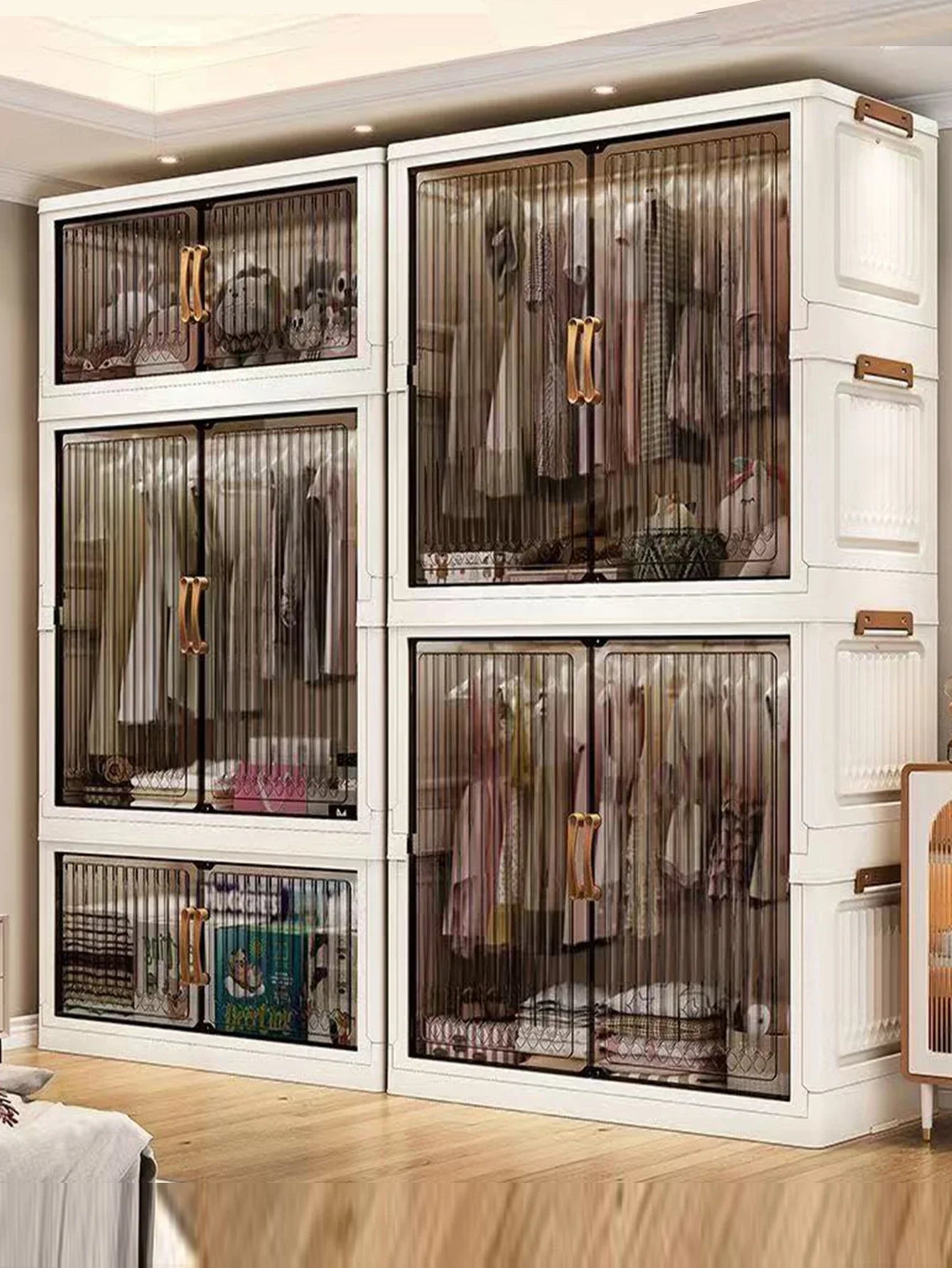 Multifunction Folding Storage Cabinet Dustproof Wardrobe Sundries Cabinet Closet Organizer Locker Storage Box