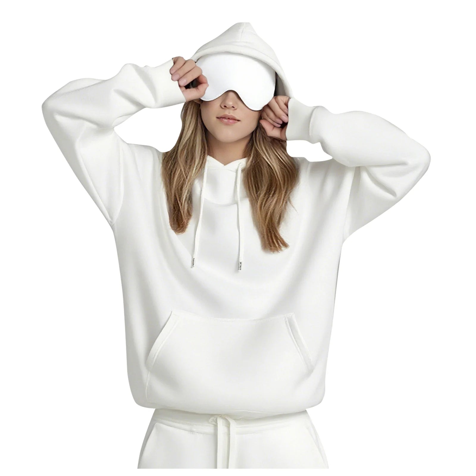 Plus Size Hoodie with Built-In Eye Mask – Oversized Travel Pullover