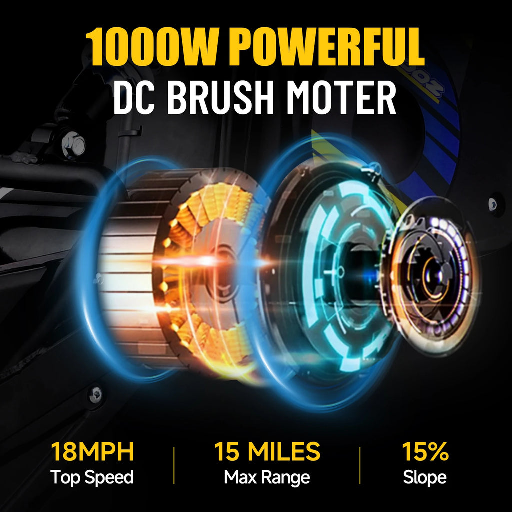 KOOZ HP112E 36V 1000W Electric Dirt Bike for Kids, 3 Speed Modes Teen Electric Motorcycle Up to 18 MPH & 15 Miles Long-Range