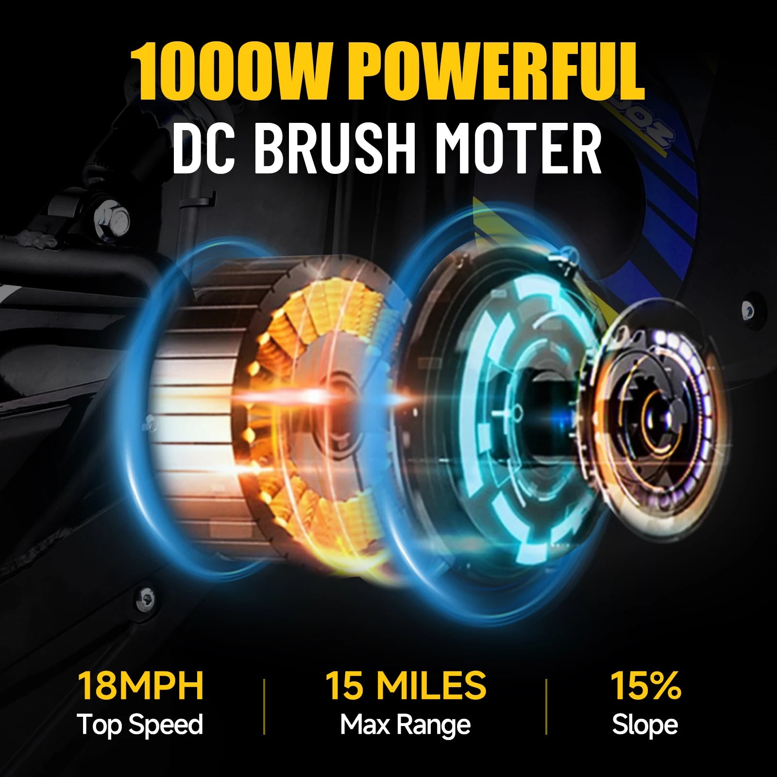 KOOZ HP112E 36V 1000W Electric Dirt Bike for Kids, 3 Speed Modes Teen Electric Motorcycle Up to 18 MPH & 15 Miles Long-Range