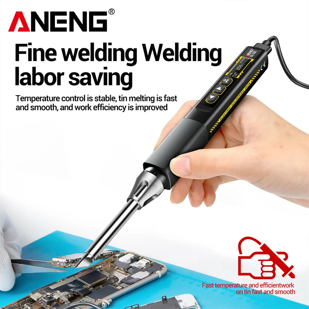 ANENG SL108 96W Smart Soldering Iron, PD/QC Fast Heating, Adjustable Temp 200-450°C, Portable Welding Station
