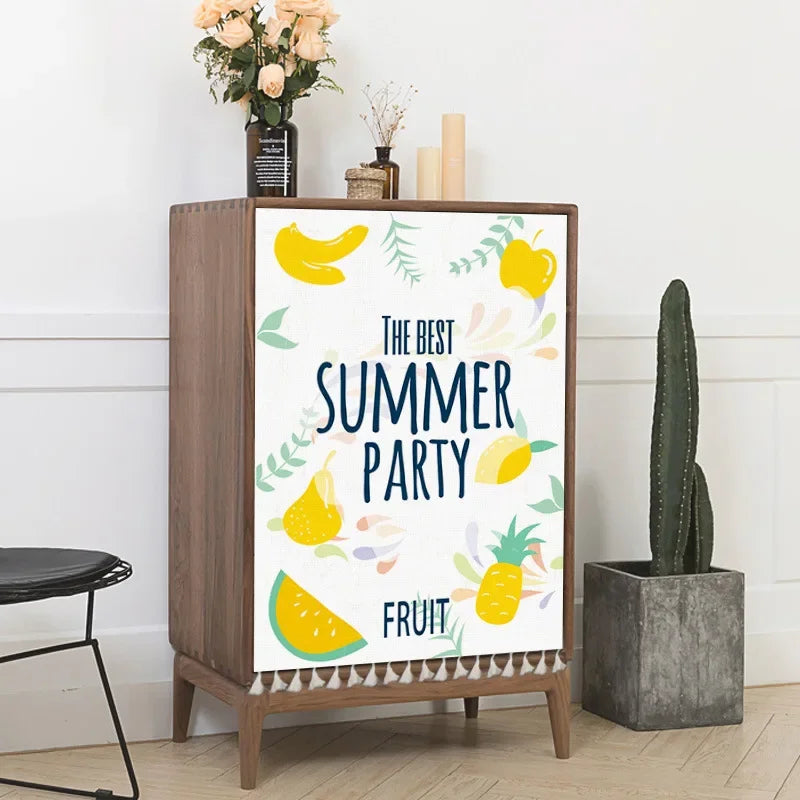 Sunflower Cactus Plant Cabinet Curtains Punch-free Nordic Half-curtain Dust Cover for Shoe Shelf Kitchen Storage Shelf Curtains