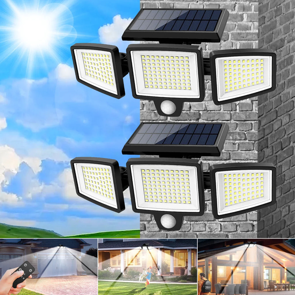 SZRSTH 3-Head Solar Motion Sensor Light | Remote Control, 3 Modes
