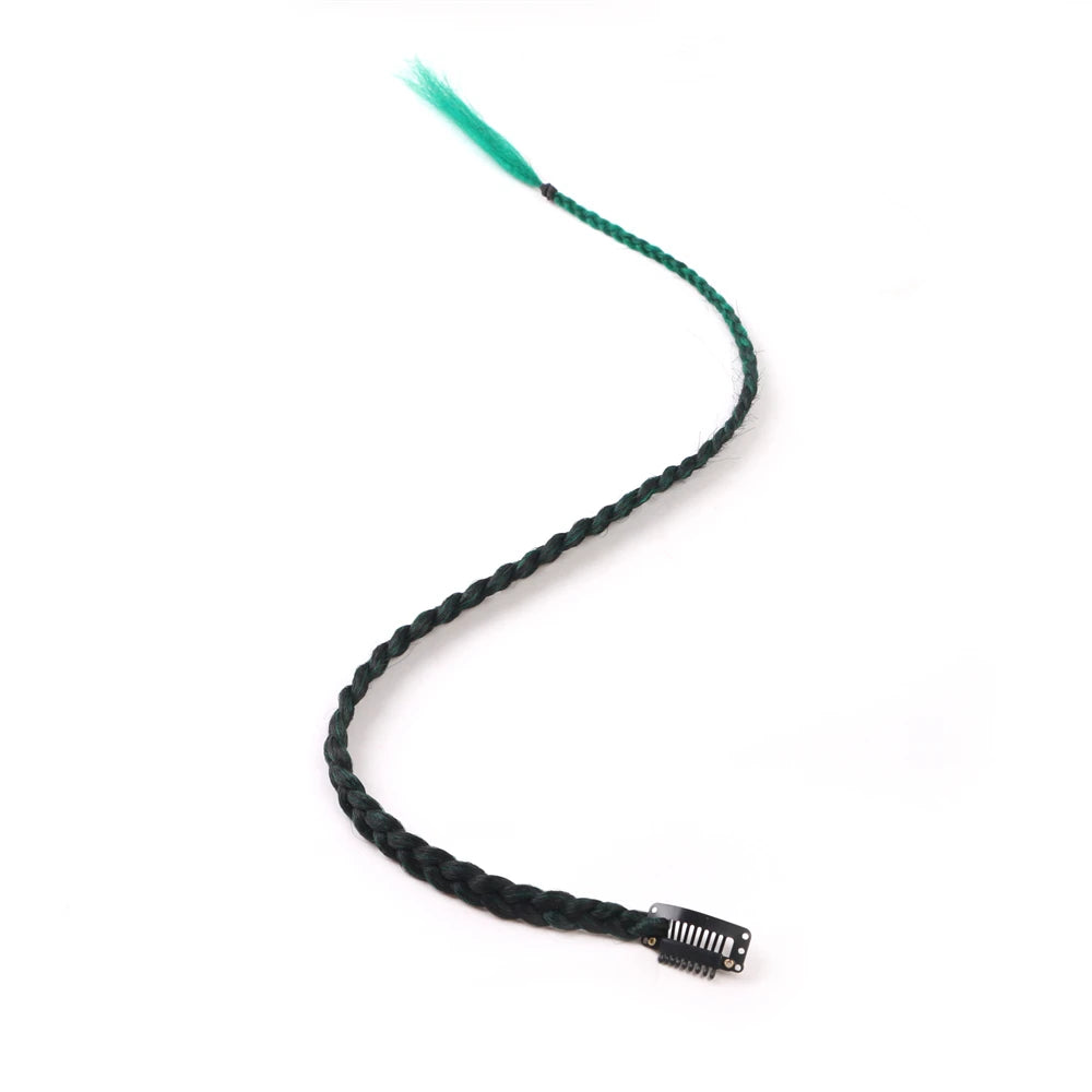 Synthetic 5 Pcs/Lot Clip-in Extensions For Women Ponytail Rainbow Braid Hair Extension 22'' Ombre Hairpiece Box Braid With Clip