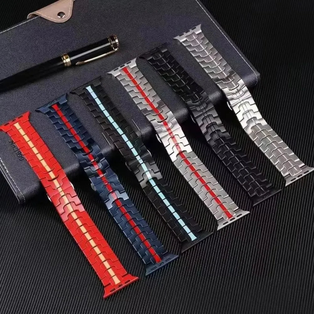 Jaytop Stainless Steel Watch Band + Case for Apple Watch (Ultra / Series 10–4 & SE) — Butterfly Buckle