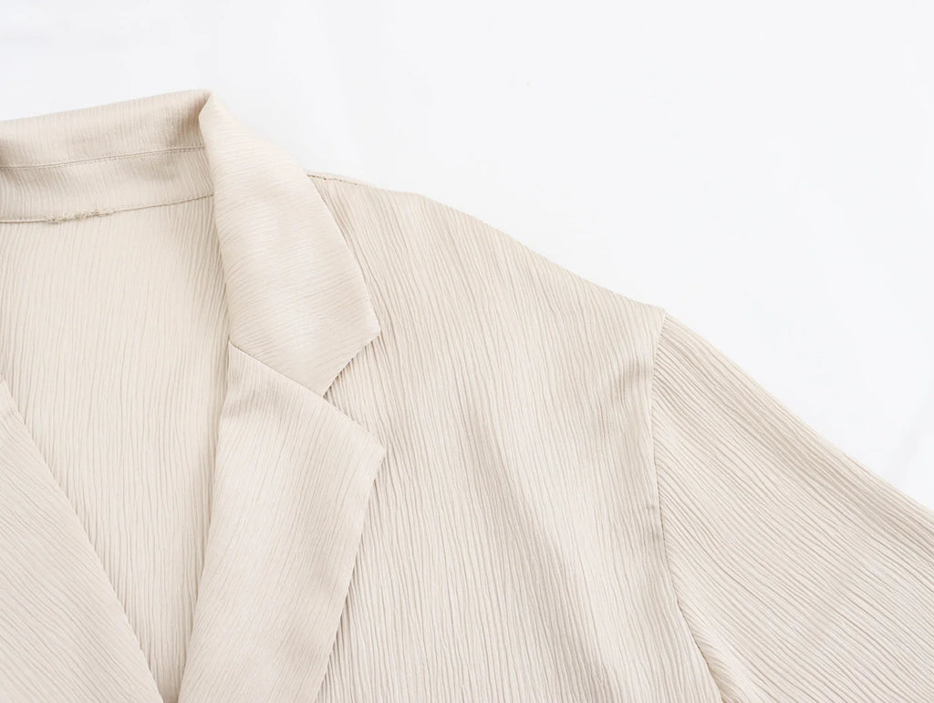 2024 Autumn Women Casual Blazer Coat Pants Set Long Sleeve Double Breasted Blazer + Wide Leg Trousers Lady Office Outfit