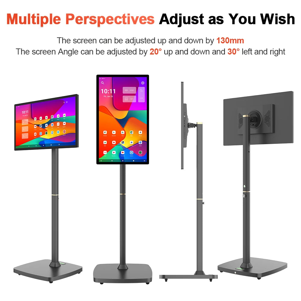 32 Inch Movable With Stand Smart Home Business TV Wireless Smart TV With Rotating Wheels Touch Screen Portable TV﻿