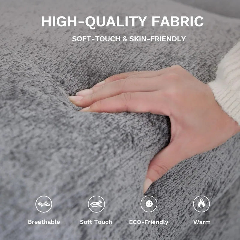 118" U-Shaped Sectional Couch, 4-Seat Modular Sofa with 2 Ottomans and Foldable Side Table, Grey for Living Room