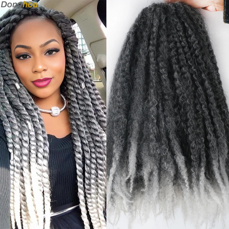 DONGHOU Marley Twist Braiding Hair — 18" Synthetic Afro Twist for Faux Locs & Crochet (1–6 Packs)