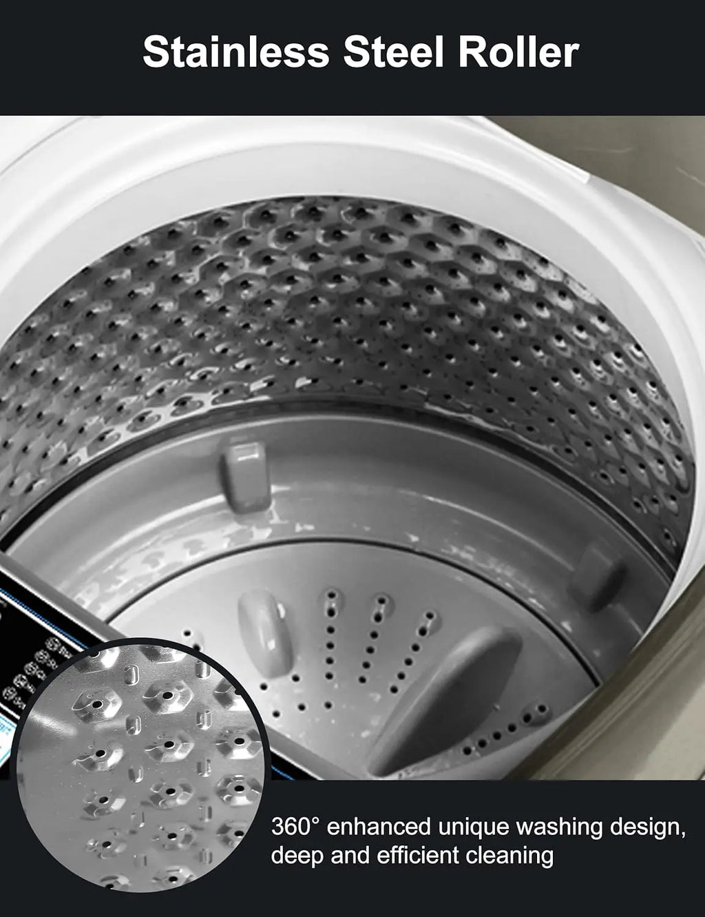 Save Energy Full Automatic Glod Washing Machine with LED Display 17.7 lbs Portable Washer Drain Pump 10 Programs&8 Water Levels