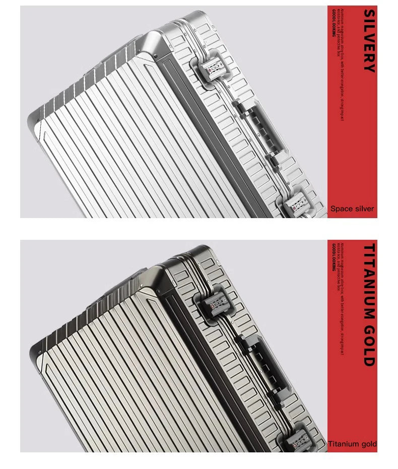 20"24"28" Inch Aluminum Trolley Suitcase Waterproof Metallic Cabin Luggage Trolly Bag With Wheels