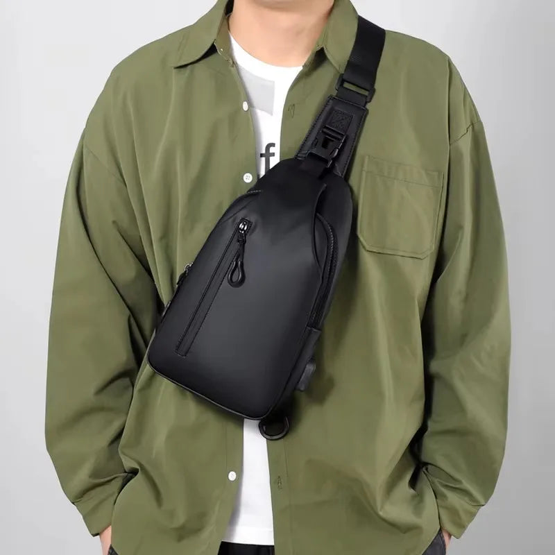 Trendy and Fashionable Chest Bag Solid Color Men Minimalist Chest Bag Outdoor Casual Fashion One Shoulder Crossbody Bag