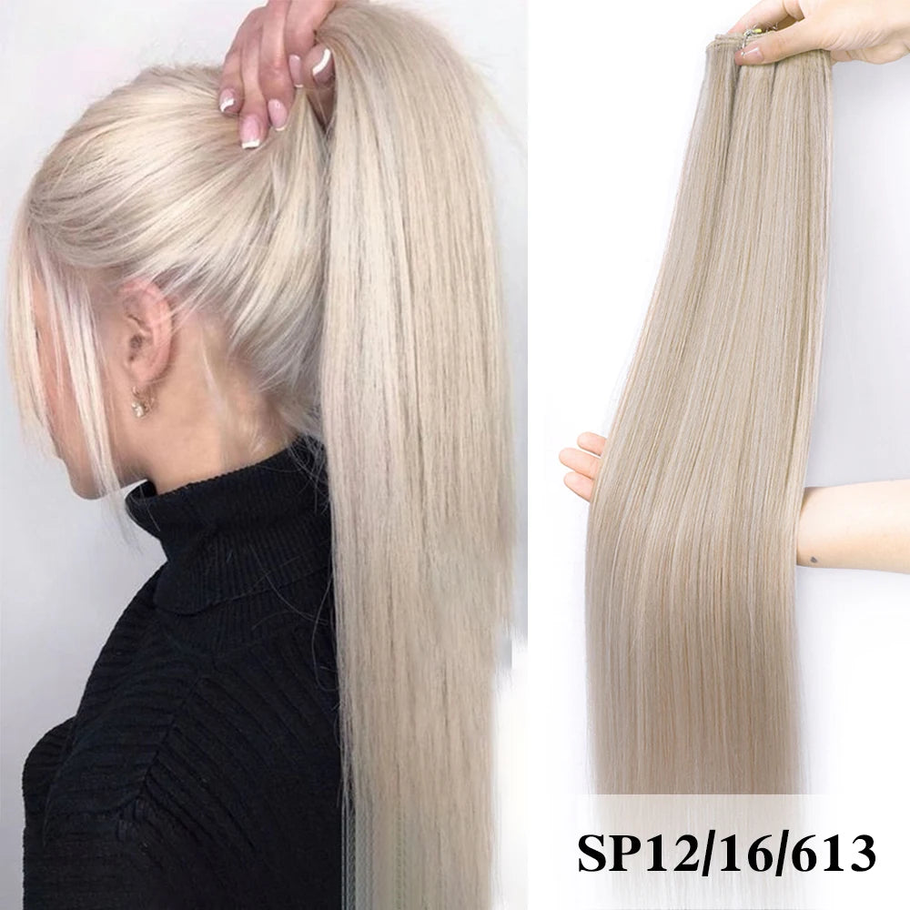 Bone Straight Hair Bundles Salon Smooth Hair Extensions High Temperature Super Long Synthetic Yaki Straight Hair Weaving