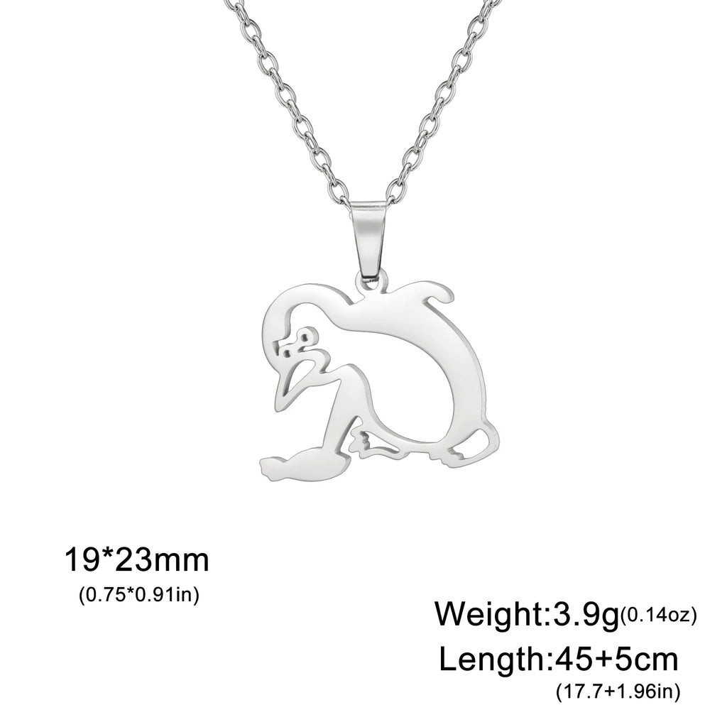 Walking Penguin Pendant Necklace | Stainless Steel Animal Chain for Women