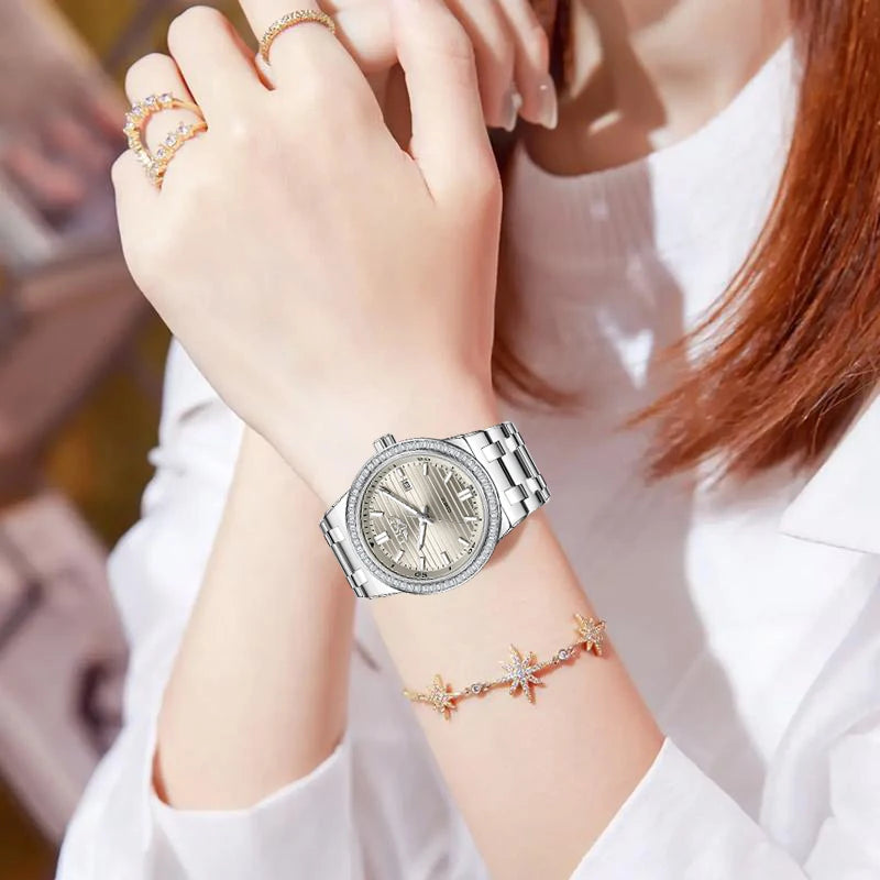 LIGE 2026 Women's Watch Elegant luxury fashion Ladies clock casual quartz wristwatch calendar vintage watches reloj de mujer+BOX