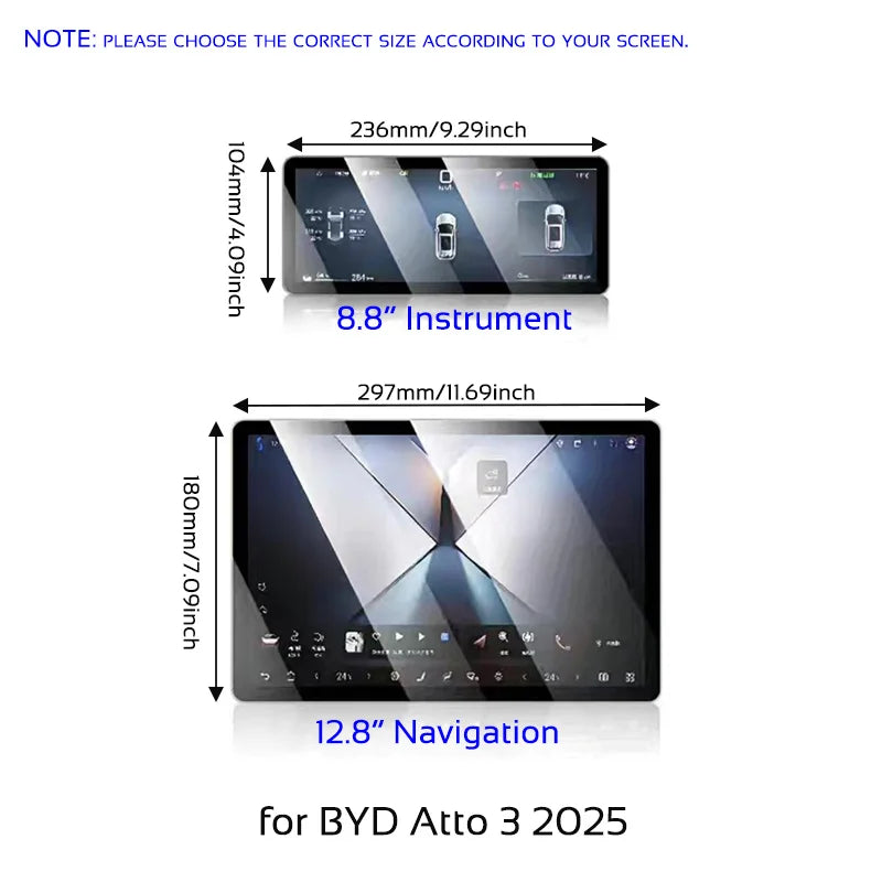 Tempered Glass Screen Protector – BYD Atto 3 / Yuan Plus (2022–2025)