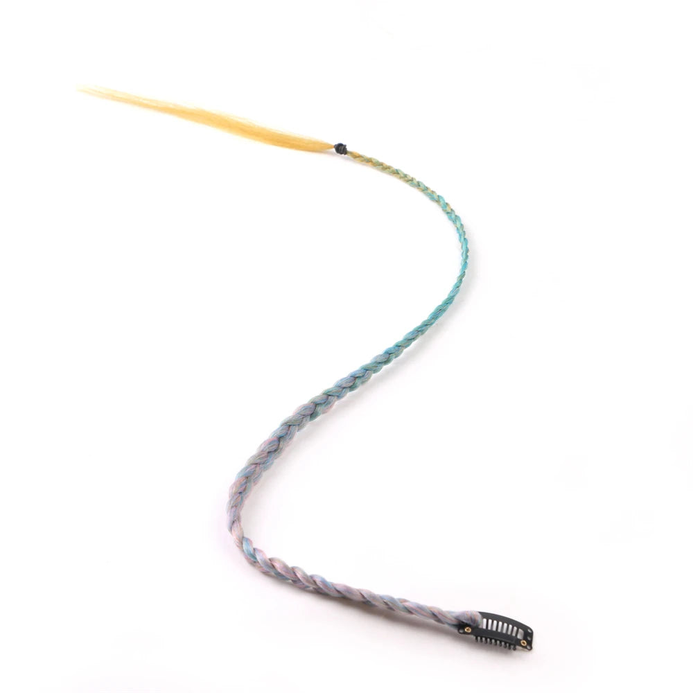 Synthetic 5 Pcs/Lot Clip-in Extensions For Women Ponytail Rainbow Braid Hair Extension 22'' Ombre Hairpiece Box Braid With Clip