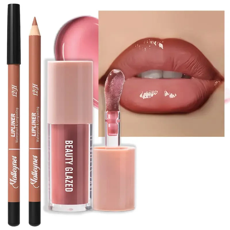 2-Piece Waterproof Matte Lip Set – Lip Liner + Lip Glaze