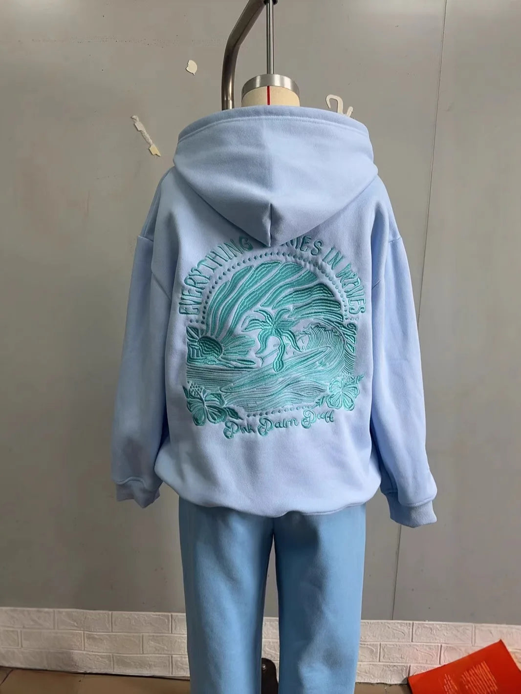 Women’s Embroidered Fleece Hoodie – Oversized Thick Winter Sweatshirt