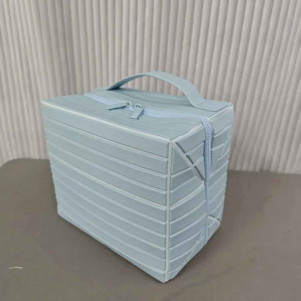 Striped 3D Makeup Bag – European-Style Waterproof Travel Handbag