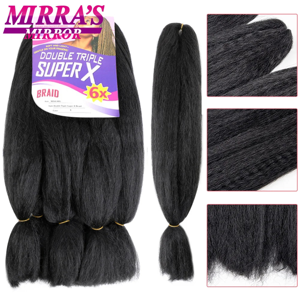 Jumbo Box Braids 400 Gramas Large YAKI Texture 6X Synthetic Braiding Hair  Pre-stretched African Braid Extensions Mirra's Mirror