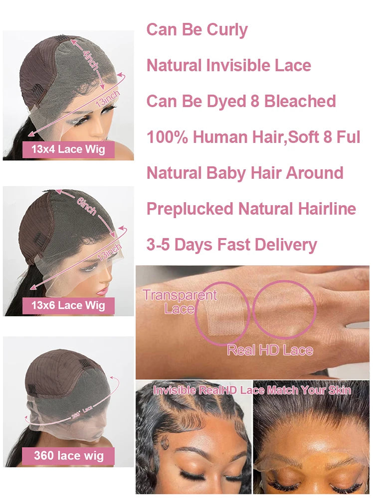 Loose Deep Wave HD Lace Wig — 13×6 / 13×4 / 360, up to 300% Density, 40–46"