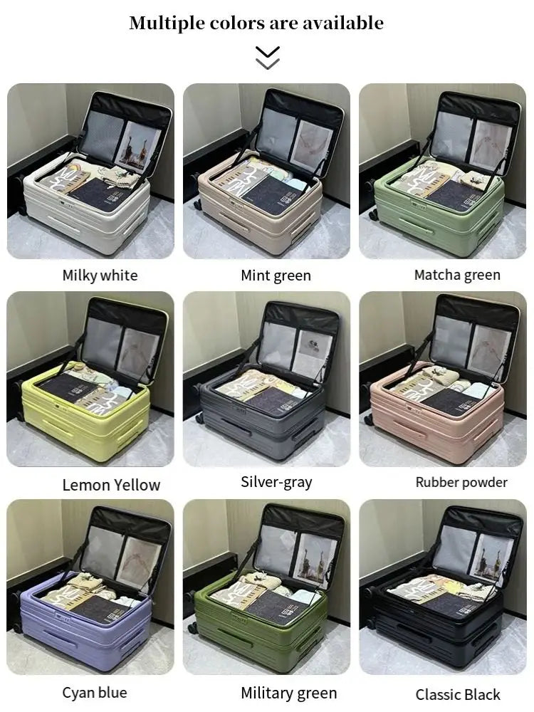 Expandable Hard-Side Trolley Luggage Set with Side Opening - Carry-On & Checked Suitcases, Anti-Shock & Password Lock