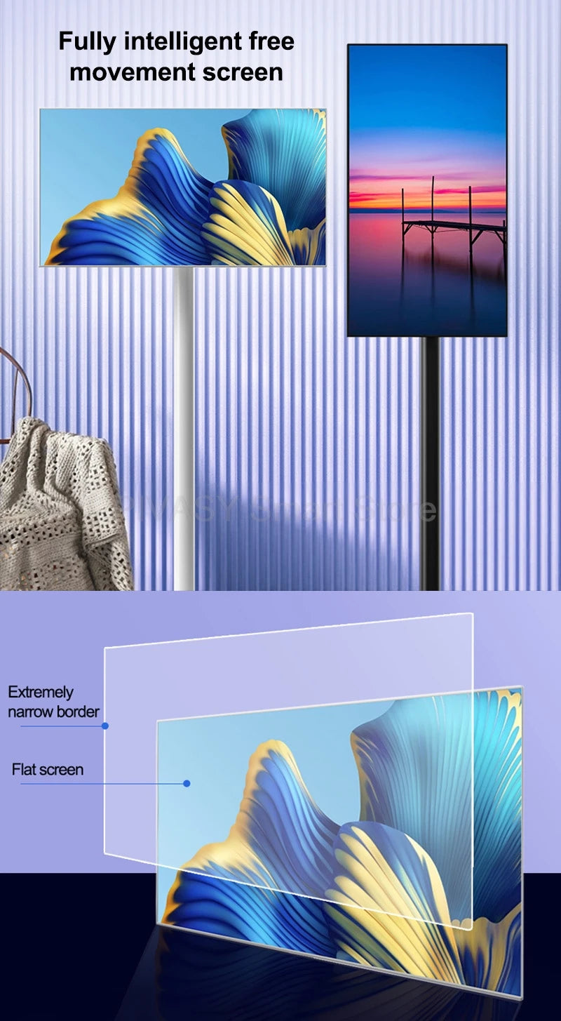 21.5 Inch Tablet Smart TV on Wheeled Stand Android 11 6000mAh Battery Inbuilt 8-core Rotatable Screen Movable for Outdoor Live