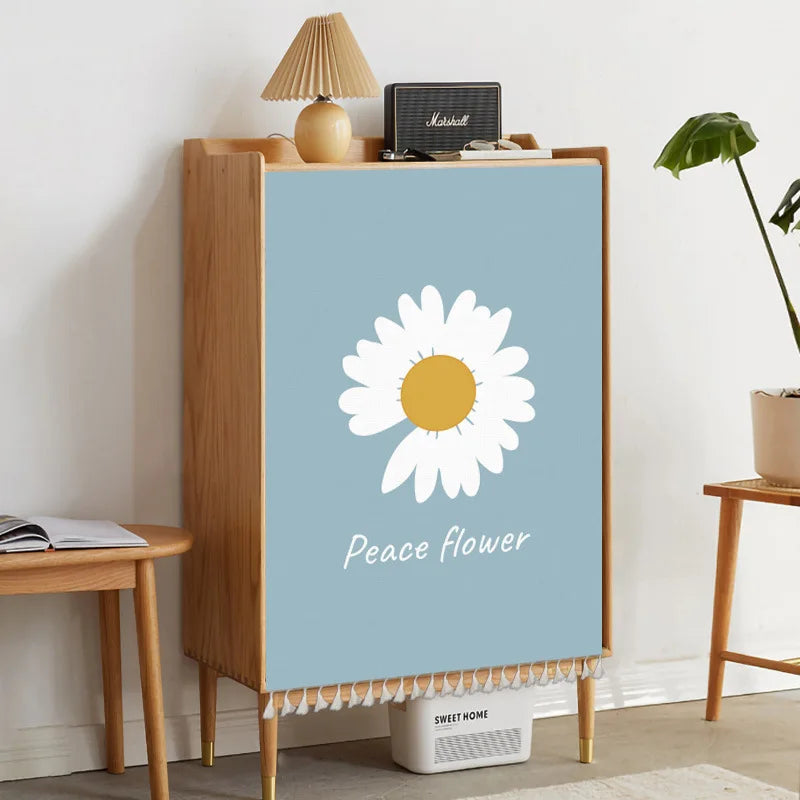 Nature Plant Potted Nordic Cabinet Short Curtains Punch-free Half-curtain Dust Cover Shoe Shelf Kitchen Storage Shelf Curtains