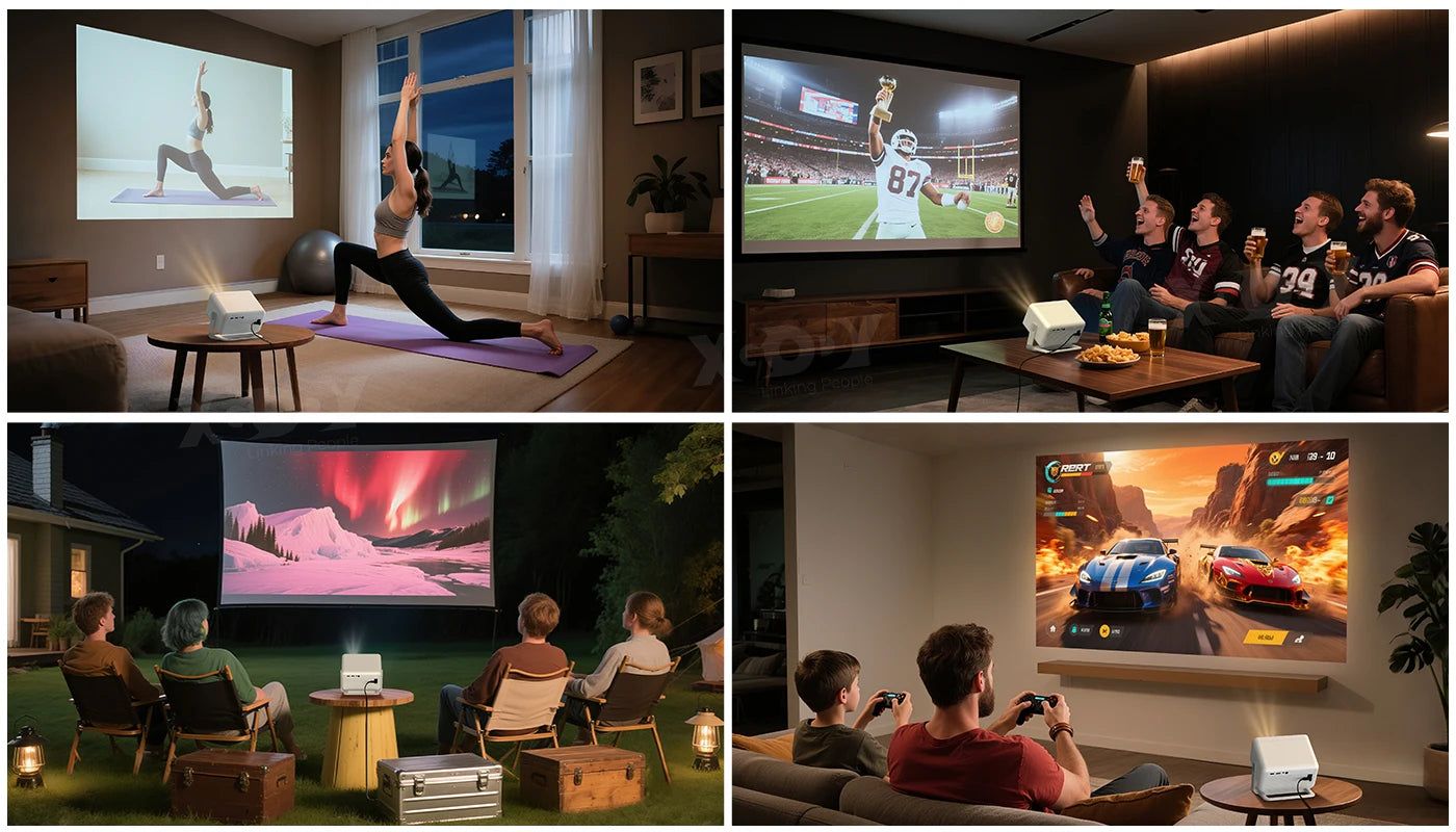 XGODY A6 PRO 4K Native 1080P 650 ANSI Smart Projector AI Auto focus Keystone Correction 360° Portable Projector  Home Cinema