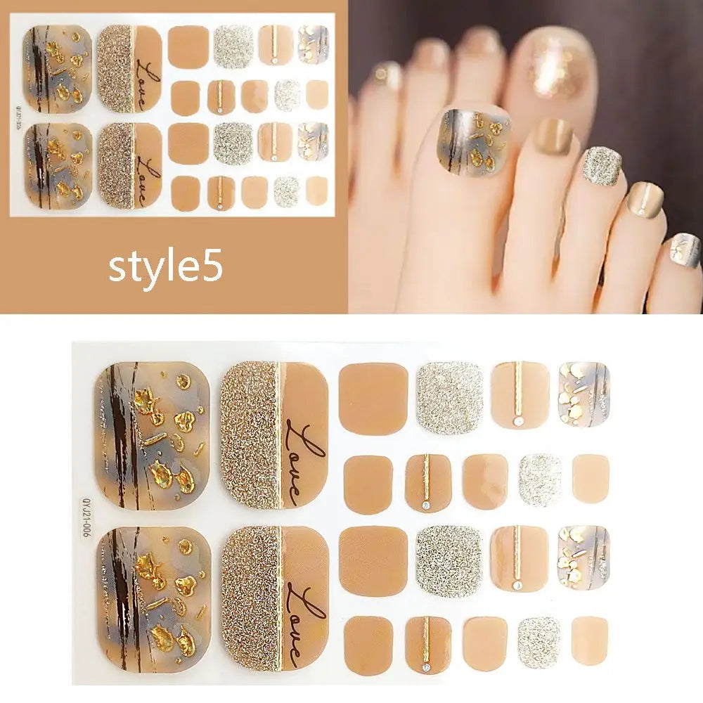 Beauty & Health False Nails Stripe Self-adhesive Waterproof Foot Decorations Manicure Decals Fresh Style Toe Nail Stickers