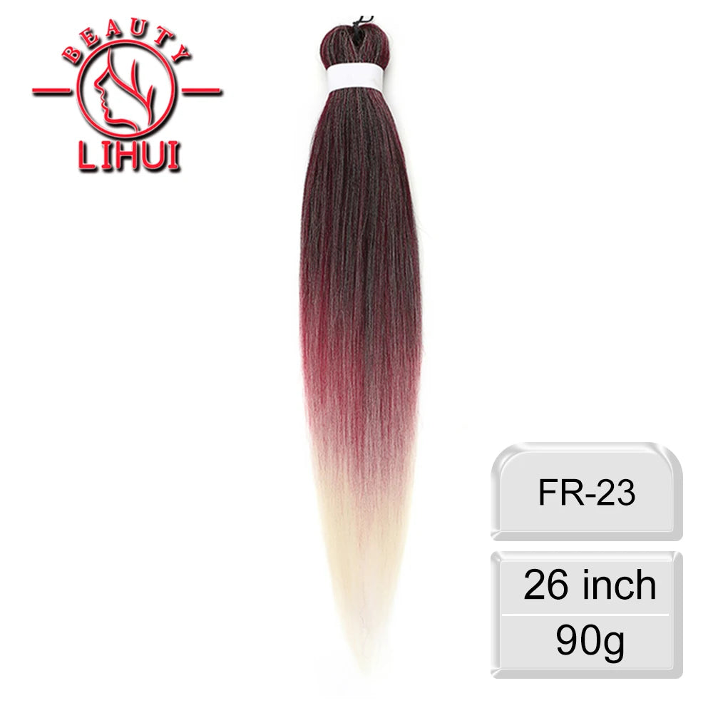 LIHUI Pre-Stretched Jumbo Braids — 26" 90 g Synthetic (Red/Pink, Frosted Colors)