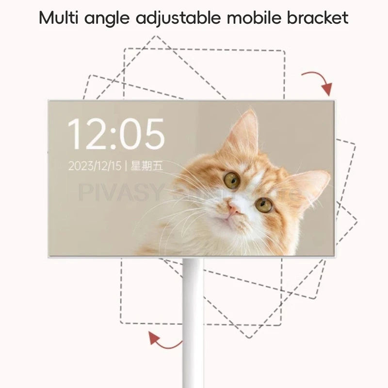 Touch Screen 21.5 24 Inch Smart TV with Floor Stand Monitor Mobile Stand Battery for Fitness Home Office Wireless Casting Audio