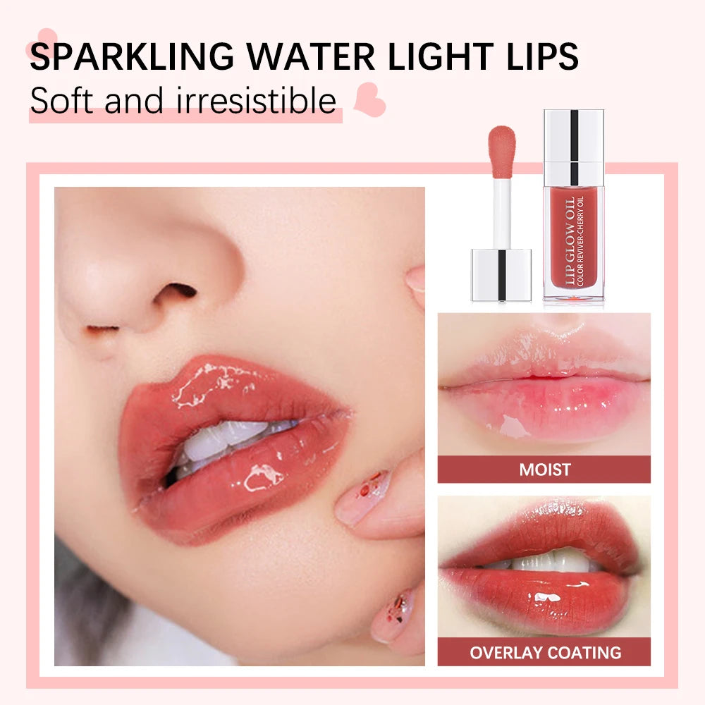 Crystal Jelly Moisturizing Lip Oil Plumping Lip Gloss Makeup Sexy Plump Lip Glow Oil Tinted Lip Plumper