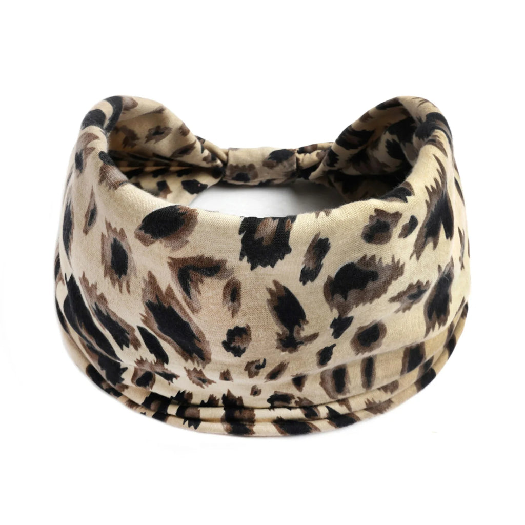 Boho Wide Knot Floral Cotton Headband | Stretch Turban Hair Scarf for Women