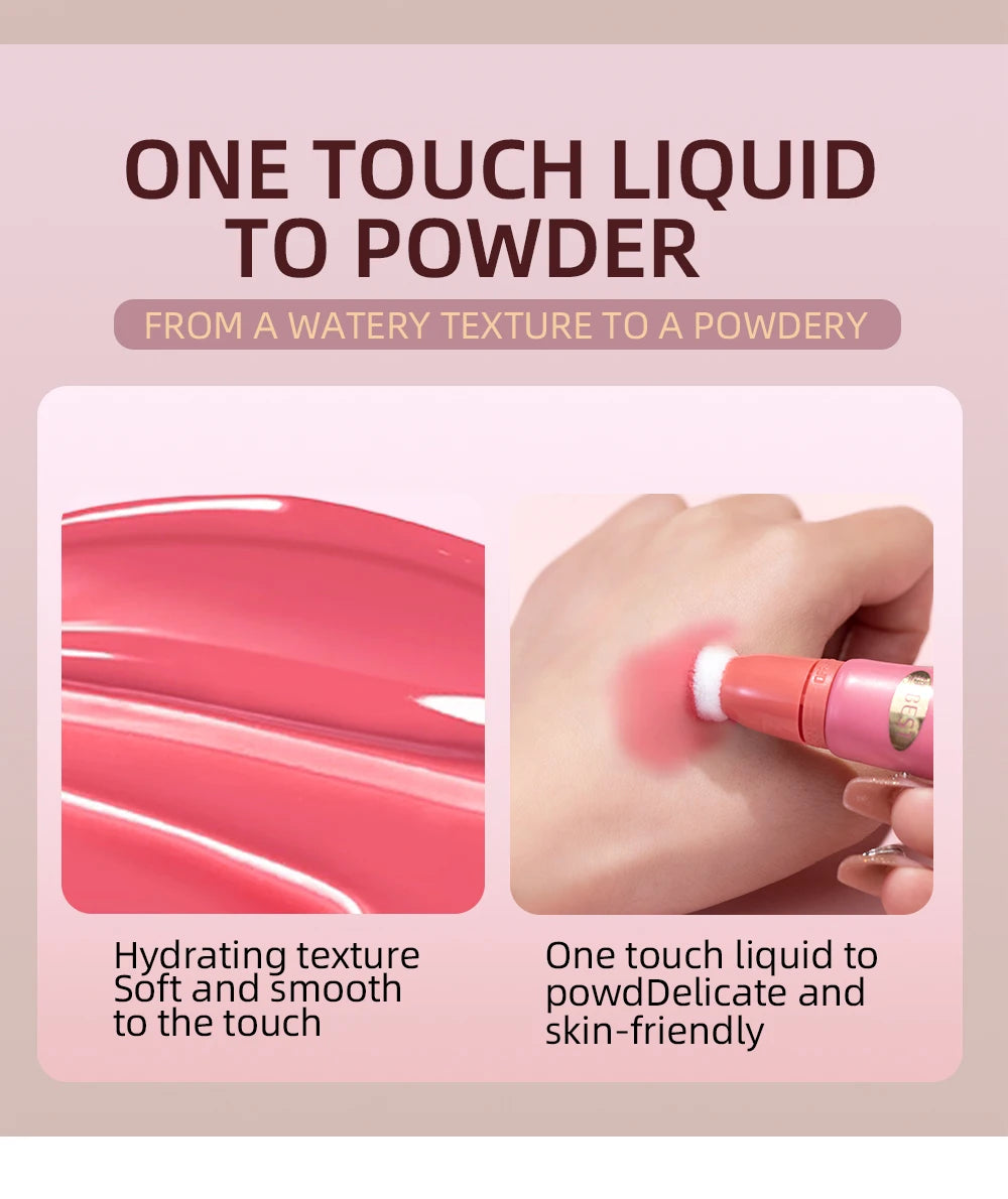 QIBEST Cushion-Applicator Liquid Blush (Waterproof, Soft-Matte)