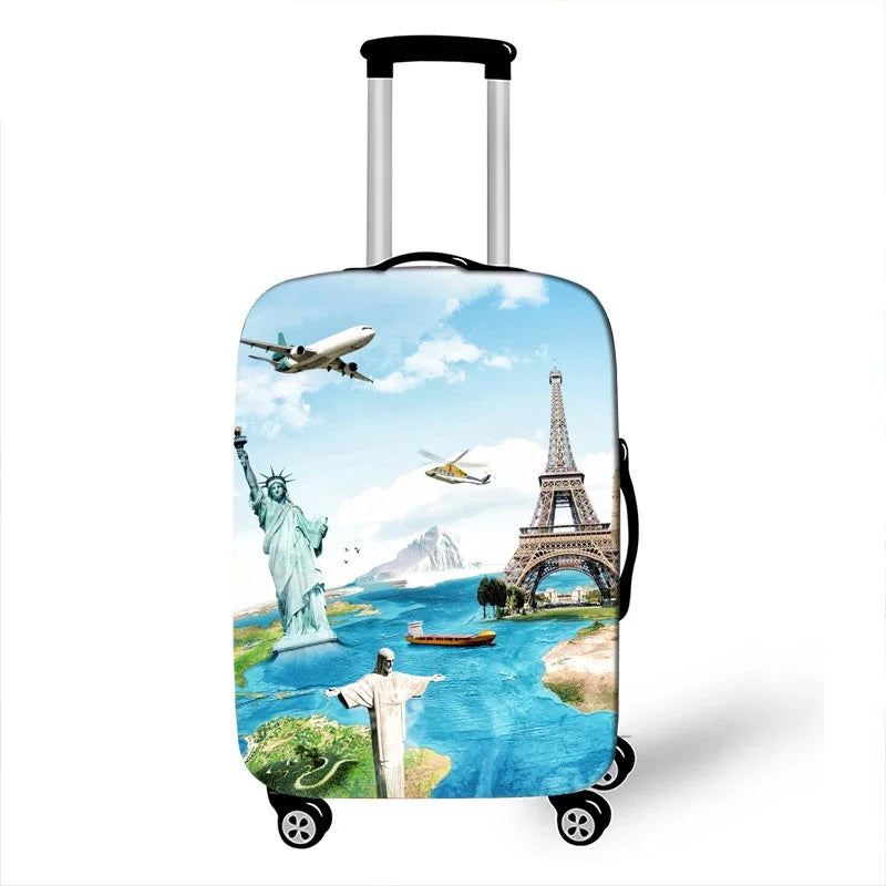 Airplane Go Travel Suitcase Covers Plane Aircraft Map Travel Elastic Trolley Case Protective Cover Anti-dust Luggage Covers Gift