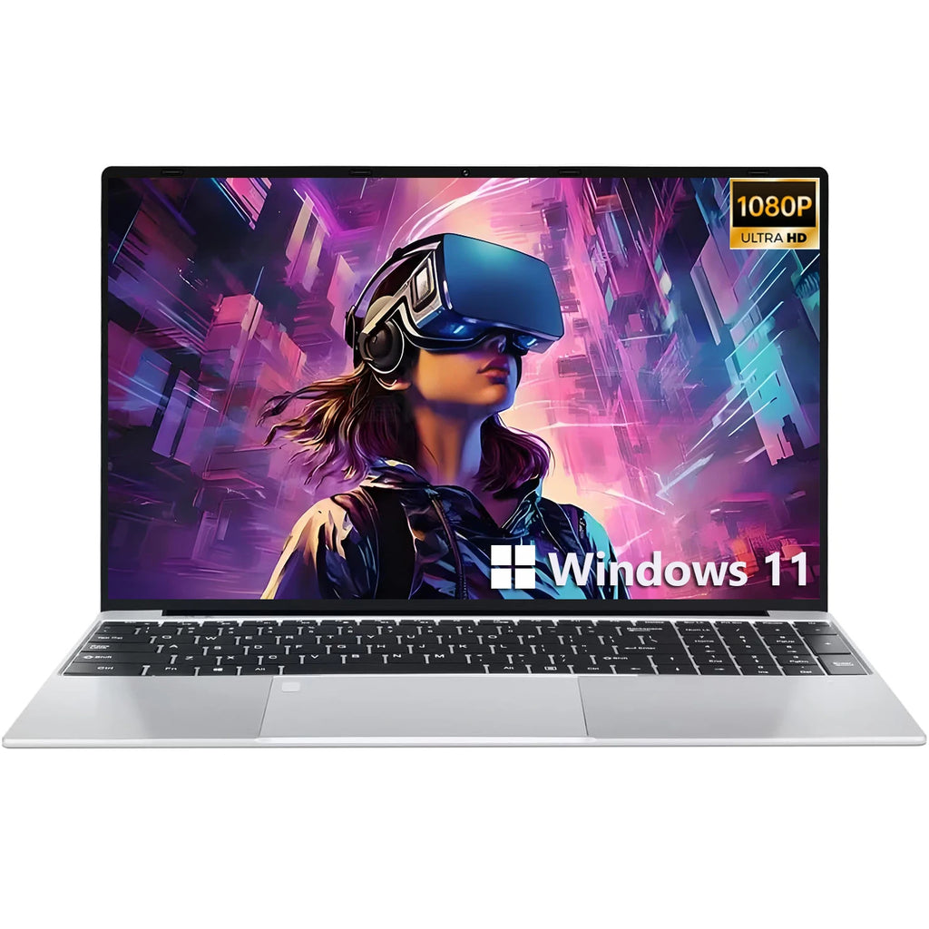 Erilles 15.6″ Laptop — Intel Celeron N4000, 16GB DDR4 RAM, 1TB SSD, Fingerprint Unlock, Full HD 1080P, Windows 11 Pro
