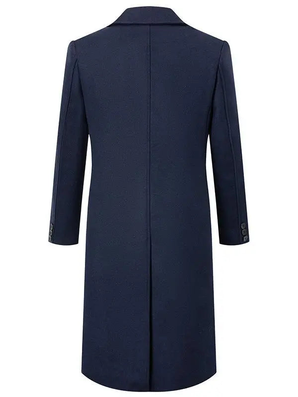 Men Long Double-breasted Coat with Lining Warm Type Coats Wool Blend Lapel Casual Fashion Men's Clothing Polo Jacket Customized