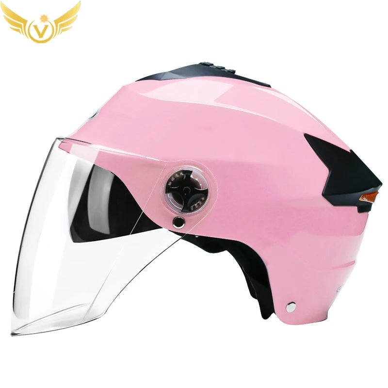 Motorcycle Helmet with LED Lights | Adjustable Electric Scooter & Moped Half Helmet for Men and Women