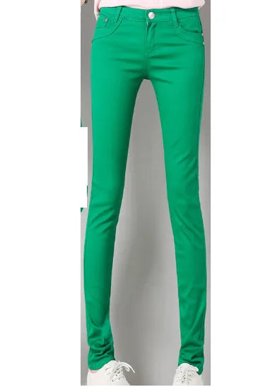 Women Color Pants Tapered Leg  Skinny Stretch Slim Jeans Skinny Trousers  Pockets  for Daily ouc073
