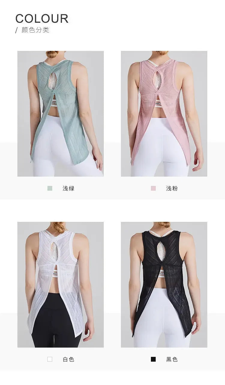 Fitness Yoga T-shirt Top Sexy Open Back Sport T-shirt Women Gym Tank top Loose Sportswear Breathable Workout Tank Top Sleeveless